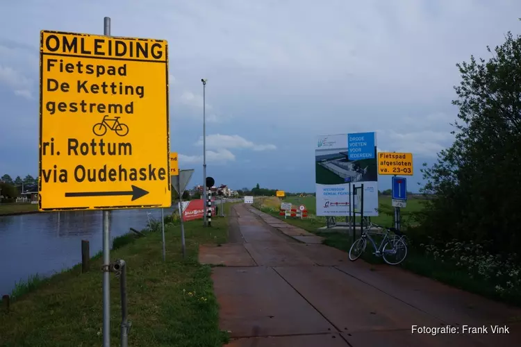 Fietspad de Ketting gestremd vanwege nieuwbouw Gemaal Feansicht